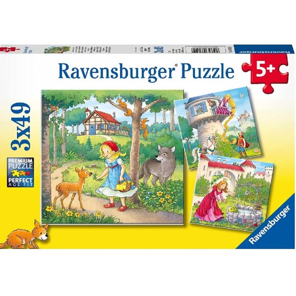New sealed Ravensburger-3x49 Piece Puzzle - Rapunzel, Little Red Riding Hood - Picture 1 of 16